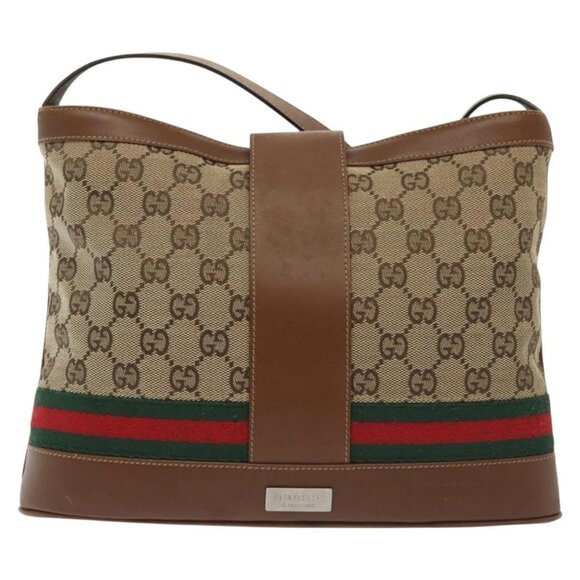 GUCCI GG Canvas Web Sherry Line Shoulder Bag Beige 2058 001 5000 Auth yk19452 - Picture 3 of 16